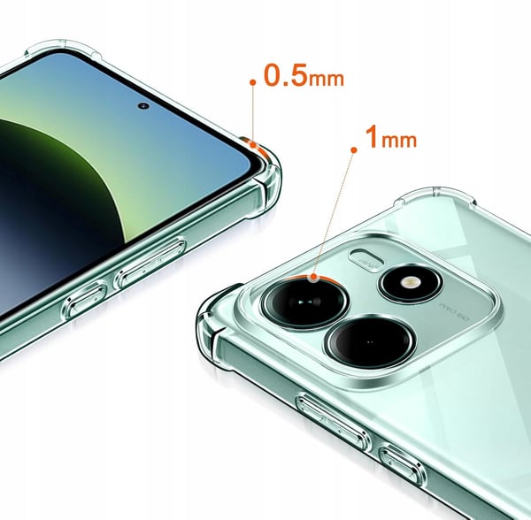 Förstärkt stötskyddande skal för Xiaomi Redmi Note 14 4G och 2x härdat glas