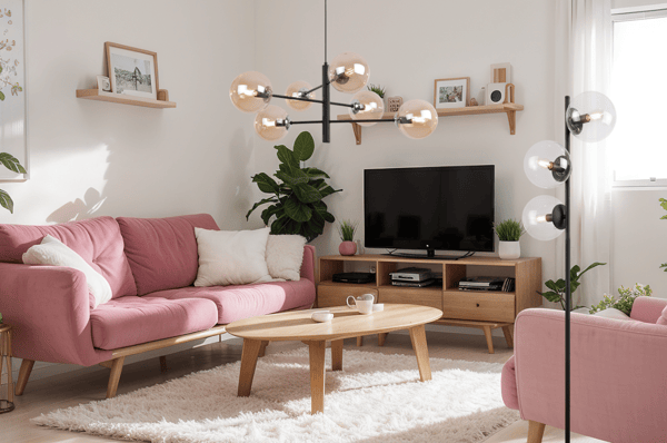 SIENA SORT GULVLAMPE, 3 FLADE, KLARE LAMPESKÆRME