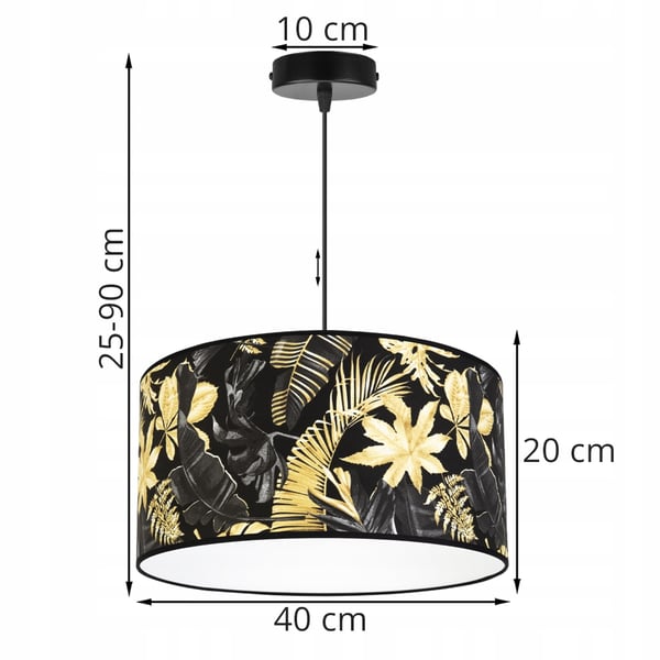 Lofthængende lampe, lampeskærm, gyldne blomster, LED
