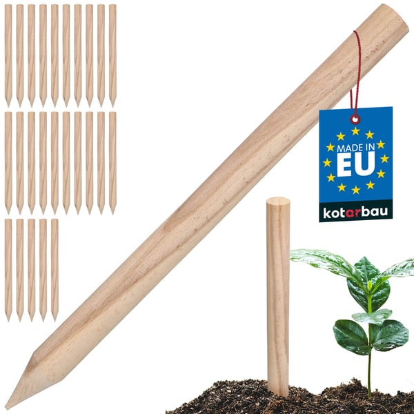 KOTARBAU Geodetiska träpåkar i bok för tomater, grönsaker, träd, 40 cm, set om 25