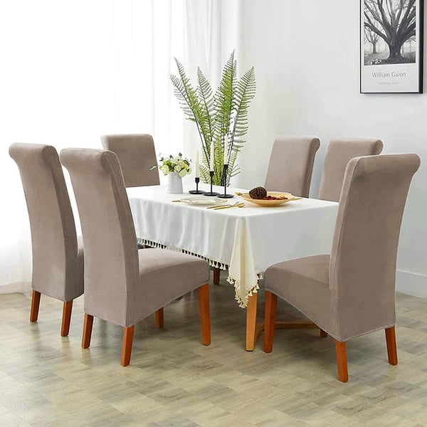 Tuolinpäällinen XL viileä BEIGE joustava sametti [21DL]