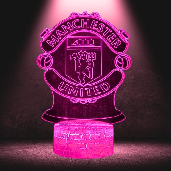 Manchester Uniteds vapensköld nattlampa för barn 16 LED 3D + fjärrkontroll