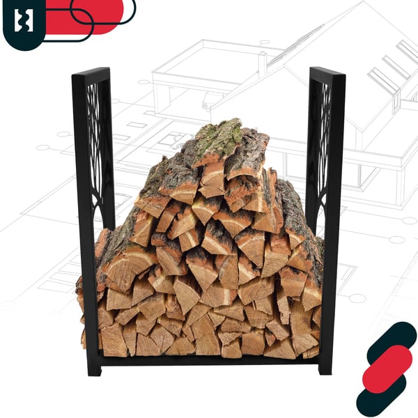KOTARBAU® vedställ för eldstad stål dekorativt svart 50 x 30 x 60 cm