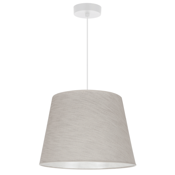 Hængelampe, linnedkegle, hvid, 1 flad, lys beige lampeskærm, L02 38cm