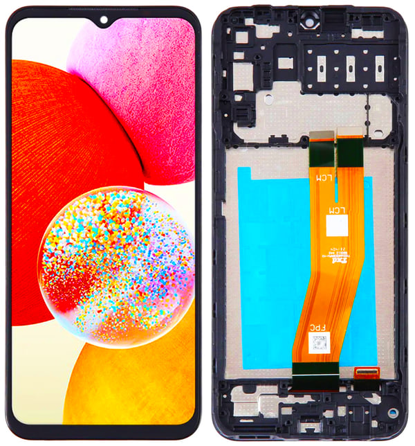 Original Samsung Galaxy A14 SM-A145 4G LCD-skærm + touchskærm (renoveret) sort ramme