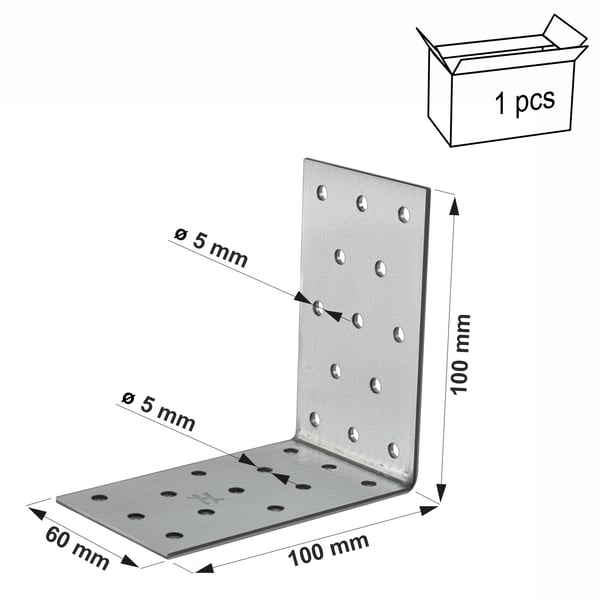 ANP25101060 reikitetty kulmayhde 100x100x2,5x60mm