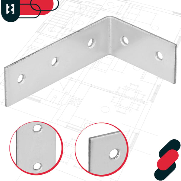 Snickarvinkel byggkoppling stål galvaniserad 50x80x25 mm 100 st