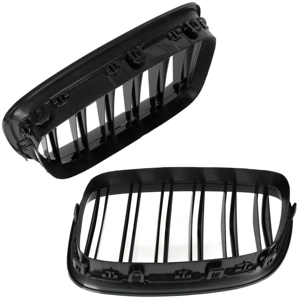 BMW 5 F07 GT 09-17 gitter mellem forlygterne (nyrerne) venstre + højre sæt SORT GLOSSY DOBBELT BAR