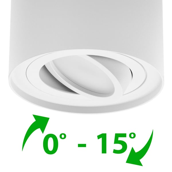 Pinta-asennettava HALOGEENI Spotputki, siirrettävä GU10, pyöreä, valkoinen, 125 mm, AMAT-XL LUMILED