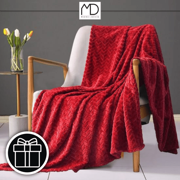 Elegant præget polyester sengetæppe 200x220 cm i rød - Den perfekte julegave fra Polen