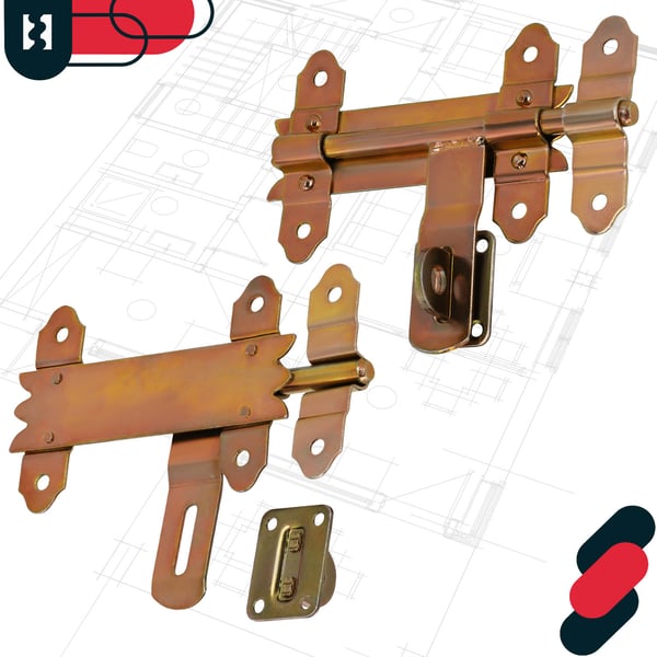 KOTARBAU® Garagegrindslås boltstængning grindedørslås forgyldning stål 150 mm