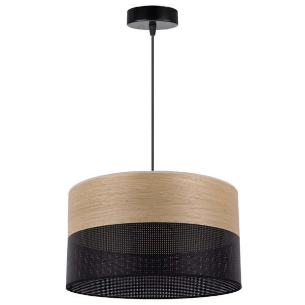 ENKELT HÆNGELAMPE, LAMPESKÆRM I GYLDEN EGEFRONT, 35 CM