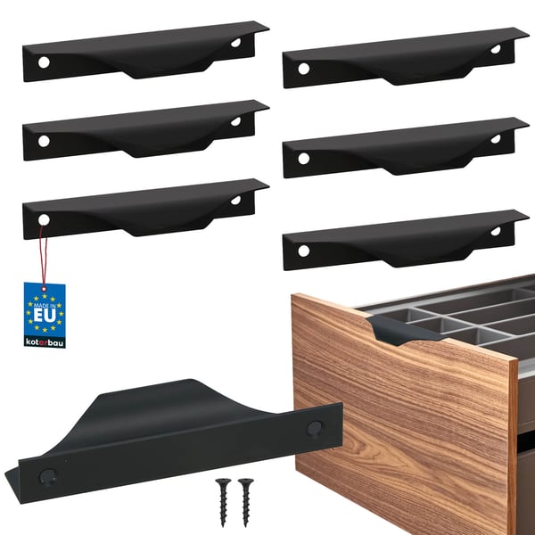 KOTARBAU Modern Edge møbelgreb aluminium mattsvart 96/116 mm sæt 6 stk