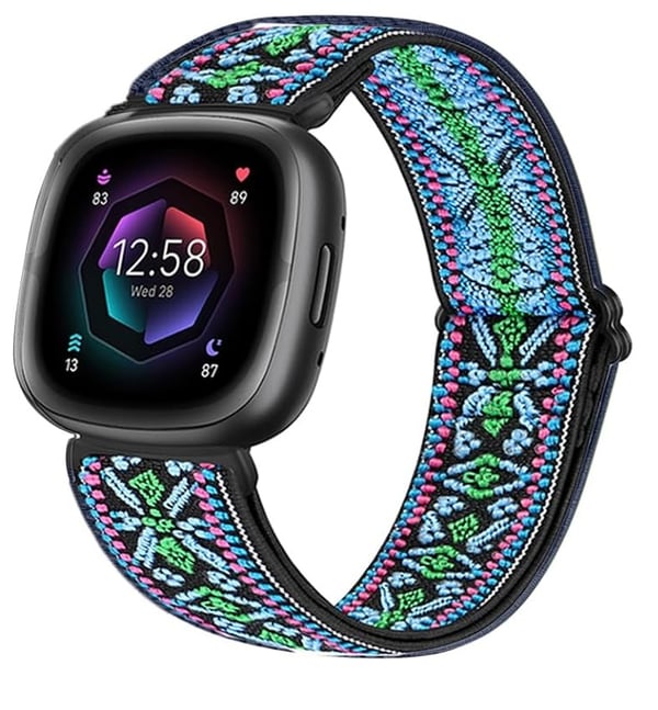 Fitbit Versa 3/4 -kelloranneke, nailonia, värikäs, boheemit kuviot