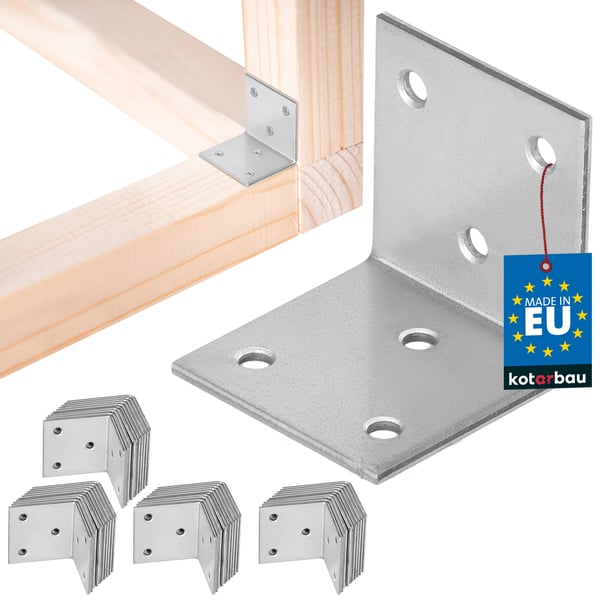 Kotarbau® Kirvesmiehen kulmaliitin ruostumatonta terästä sinkittyä 40 x 40 x 40 mm 50 kpl:n sarja