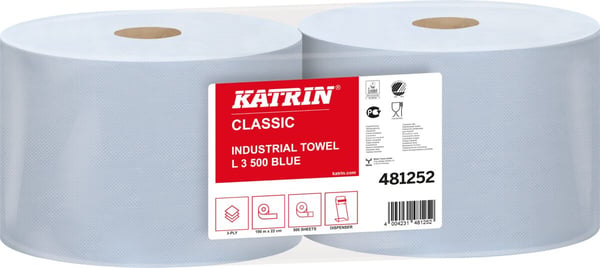 3-lagers rengöringsduk, blå, 180 m, 2-pack