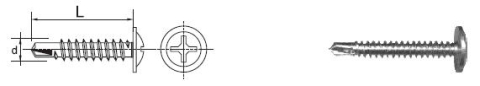 Selvborende skrue med skivehoved, hvid 4,2*25 mm - 5,0 STO - 518 4,2*25