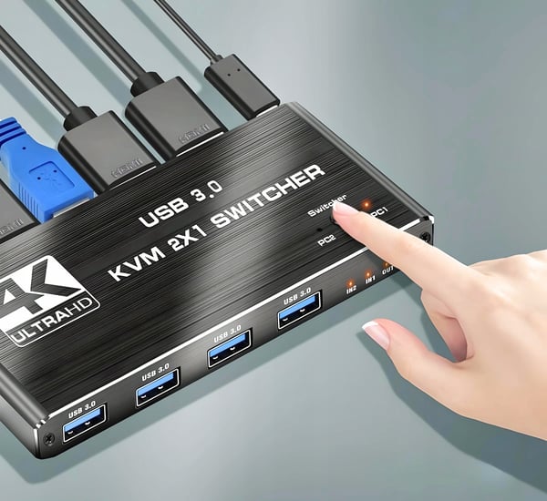 KVM-SWITCH HDMI 2.0 4xUSB 3.0-SWITCH 4K/60HZ 2 DATORER - 1 SKÄRM
