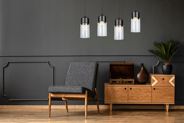 HÆNGENDE LOFTSLAMPE, GLASPLAFON, LED-LAMPE