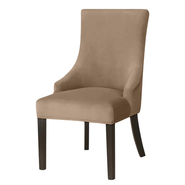 Toscana sammetsfåtöljöverdrag, sammet, beige och cappuccino, tjock