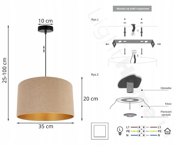 HÆNGENDE LAMPE LOFTSKRONE GYLDEN FLØJLSSKÆRM