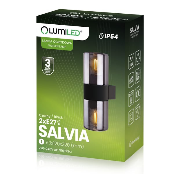 Utomhusvägglampa med två E27 kinkig väggbelysning SALVIA LUMILED