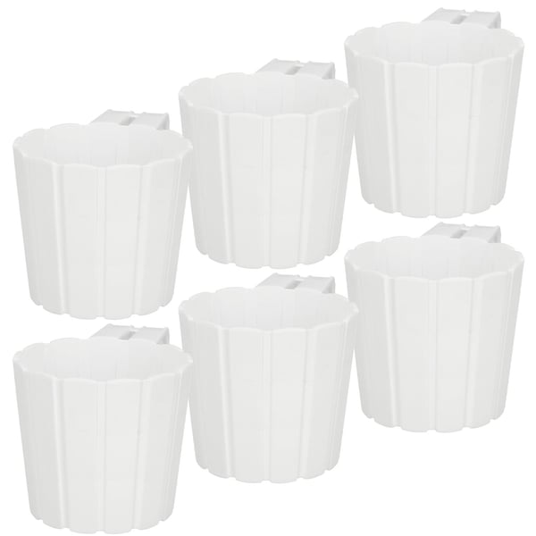 Parvekeruukku kaiteeseen ripustuskahvalla valkoinen 15 cm 6 kpl Parvekeruukku kaiteeseen ripustuskahvalla valkoinen 15 cm 6 kpl