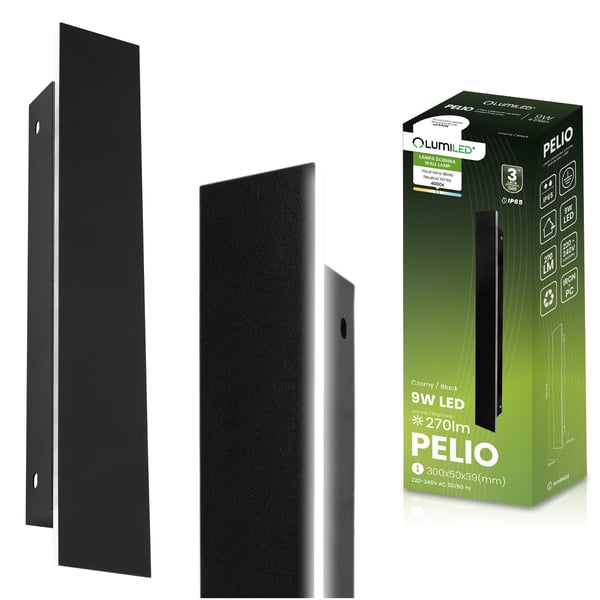 PELIO LED-havelampe til overflademontering, væglampe, 9W, 4000K, IP65, LUMILED