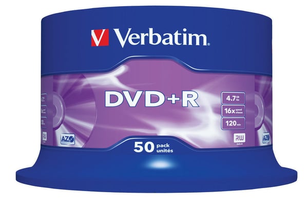 DVD+R Verbatim 16x 4,7 GB Matt Silver (Cake 50)