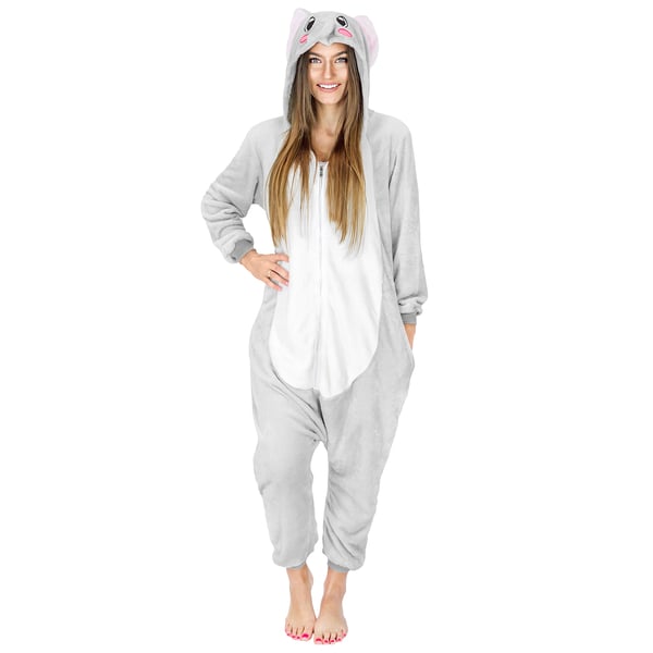 Herre elefantpyjamas sjov voksen kigurumi onesie varm XL Onesie kostume grå elefant - M