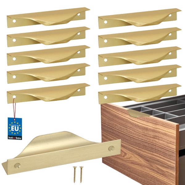 KOTARBAU® møbelhåndtag med moderne kant, aluminium, mat guld, 96/116 mm, 10 stk