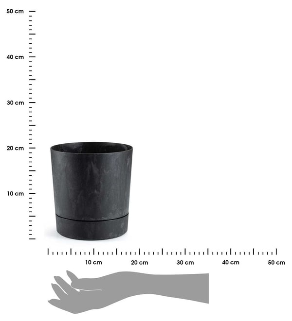 Azalea blomkruka med fat, återvunnen svart betong, 17,5 cm