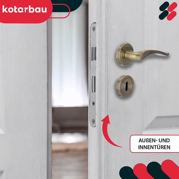 Kotarbau® Sisäoven ovenkahva Lyhyt halkaistu levy Patina + Avaimenperä