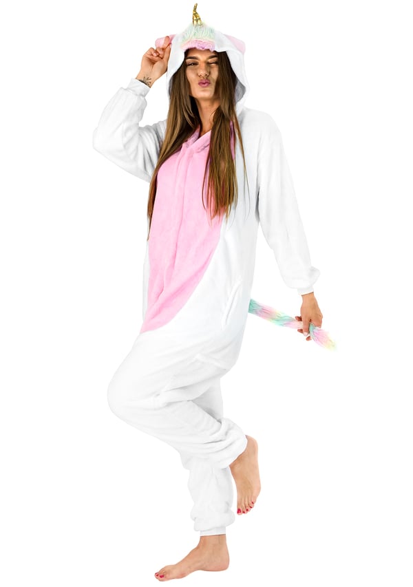 Herre enhjørningspyjamas kigurumi onesie jumpsuit kostume til voksne størrelse S