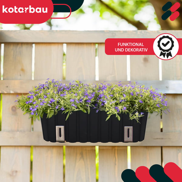 Balkongkrukslåda för blommor och örter antracit 40 cm