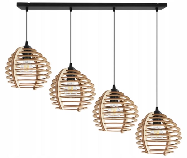 Hængende lampe, loftslysekrone, træ, LED lampeskærm