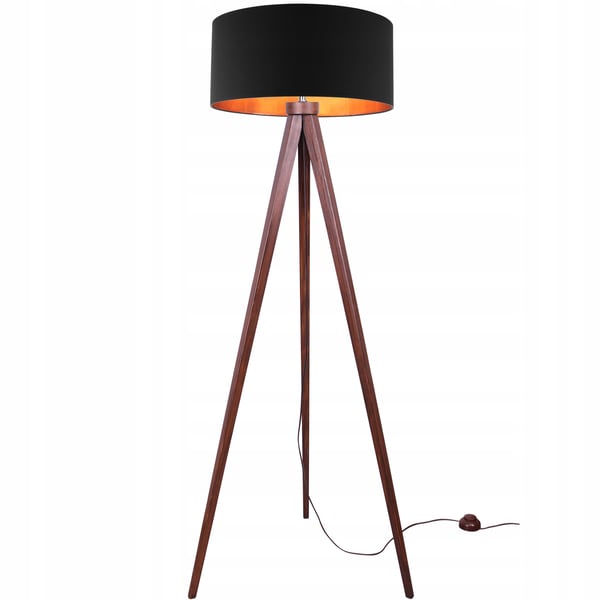 GULVlampe TRIPOD stående i gyldent træ