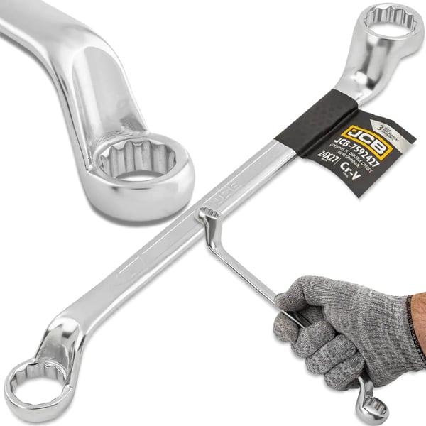 JCB RINGNØGLE 2-SIDET 75 GRADER ANKEL 24x27 mm Cr-V 12-PUNKT