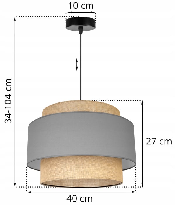 Hængende lampe, loftslysekrone, lampeskærm, boho juta