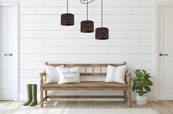 Lofthængende lampe, edderkoppemønster lampeskærm, kobber