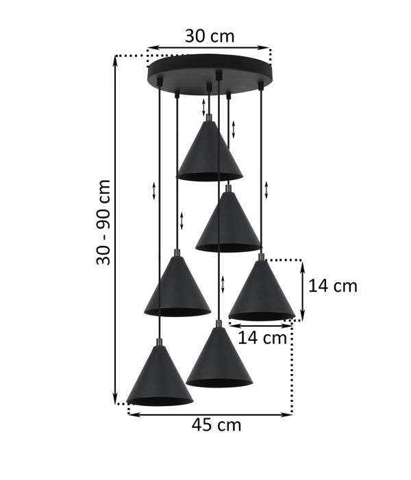 SOHO-RIIPPUVALAISIN MUSTA 6 LAUTASTAA 14 CM E14