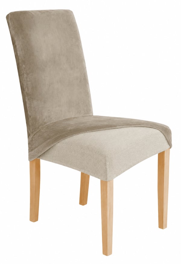 Beige cappuccino stolskydd elastisk sammet