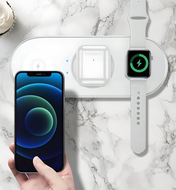 3-i-1 trådløs induktiv oplader til Apple Android iPhone Watch AirPods