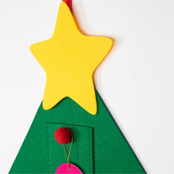 Adventskalender juletræsfilt med gavelommer 90 cm + gør-det-selv-pynt