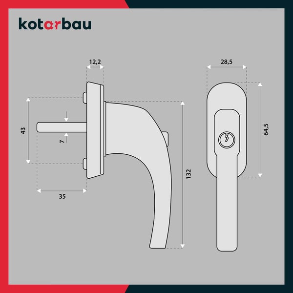KOTARBAU® 8 st. fönsterhandtag med nyckel, brun aluminium, pulverlackerad, lås, spindel 35 mm
