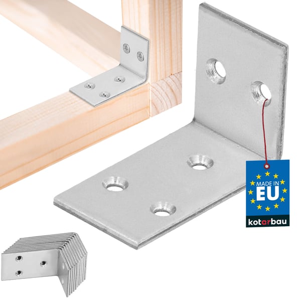 Kotarbau® Kirvesmiehen kulmaliitin ruostumatonta terästä sinkittyä 30 x 45 x 25 mm 12 kpl:n sarja