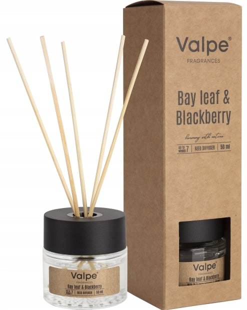 VALPE aromadiffuser med pinde laurbærblad - bjørnebær 50 ml