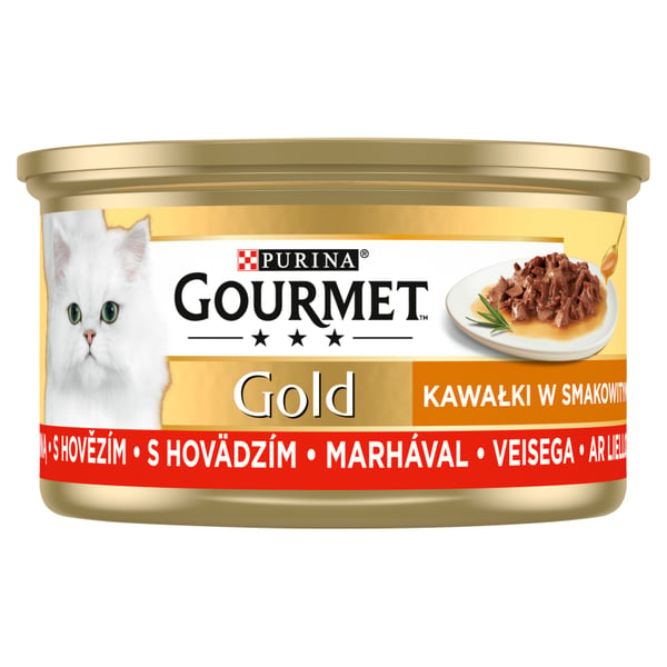 Gourmet Gold kattmatbitar i smakrik sås med nötkött 85 g