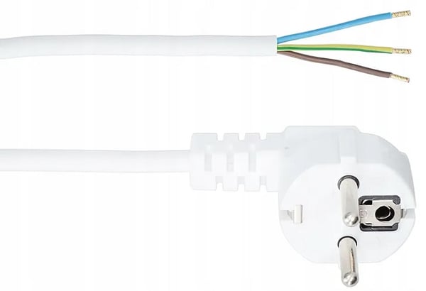TILSLUTNINGSKABEL MED VINKELT STIK 3*1,5 OHM ŻO 1,5M HVID - E+20-007