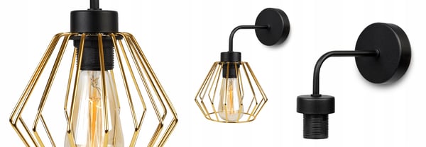 ELEGANT RETRO VÆGLAMPE MED TRÅD GULD LOFT